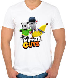 printfashion Stumble Guys - Férfi V-nyakú póló - Fehér (14958523)