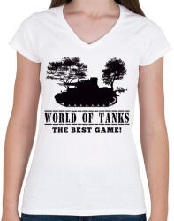 printfashion WORLD OF TANKS - Női V-nyakú póló - Fehér (1755661)