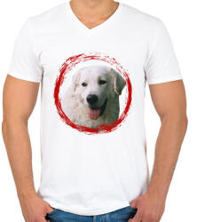 printfashion kuvasz kutyus - férfi - Férfi V-nyakú póló - Fehér (15313317)