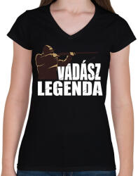 printfashion Vadász Legenda - Női V-nyakú póló - Fekete (16333085)