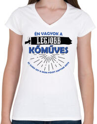 printfashion Béna pólót kaptam - Kőműves - Női V-nyakú póló - Fehér (10289462)