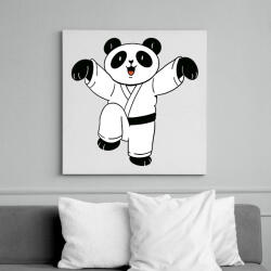 printfashion Karatés panda - Vászonkép - Fehér (12537558)