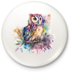 printfashion Bagoly - Kitűző, hűtőmágnes - Fehér (13813783)