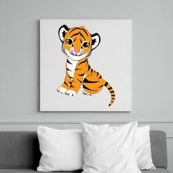 printfashion Baby Tiger - Vászonkép - Fehér (6630797)