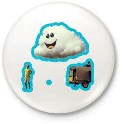 printfashion DSL Cloud Smiley #6 - Kitűző, hűtőmágnes - Fehér (15990117)