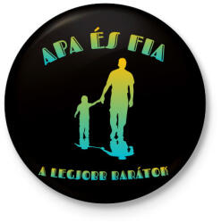 printfashion Apa és fia - Kitűző, hűtőmágnes - Fekete (3931232)