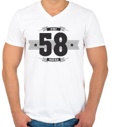 printfashion b-day-58-dark-lightgrey - Férfi V-nyakú póló - Fehér (513527)