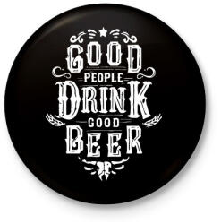 printfashion A jó emberek jó sört isznak - Kitűző, hűtőmágnes - Fekete (3095333)