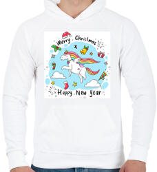 printfashion Karácsony - Férfi kapucnis pulóver - Fehér (14965405)