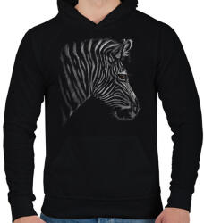 printfashion Zebra portré - Férfi kapucnis pulóver - Fekete (5027851)