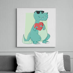 printfashion Dínó szívvel - Vászonkép - Fehér (11737353)