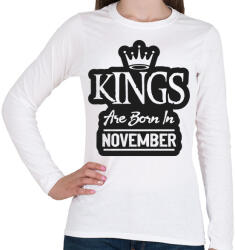 printfashion KINGS are born in November - fekete - Női hosszú ujjú póló - Fehér (5512009)