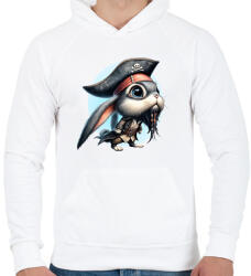 printfashion Nyuszi Jack Sparrow kapitány jelmezben - Férfi kapucnis pulóver - Fehér (15717746)