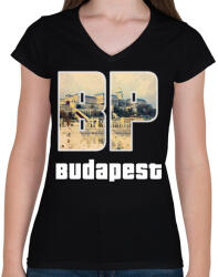 printfashion bp budapest - Női V-nyakú póló - Fekete (1952938)