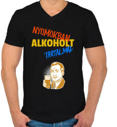 printfashion NYOMOKBAN ALKOHOLT TARTALMAZ - Férfi V-nyakú póló - Fekete (10953940)