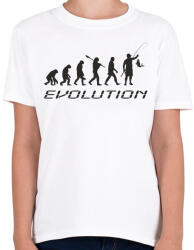 printfashion Horgász evolúció - Gyerek póló - Fehér (5800426)