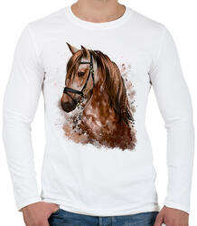 printfashion Horse - Férfi hosszú ujjú póló - Fehér (7639379)