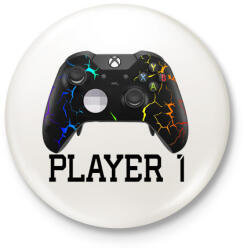 printfashion Xbox Player1 páros póló - Kitűző, hűtőmágnes - Fehér (3083652)