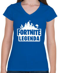 printfashion Fortnite Legenda - Fehér - Női V-nyakú póló - Királykék (1545078)