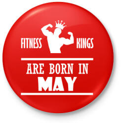 printfashion Fitnessz királyok májusban születtek - Kitűző, hűtőmágnes - Piros (3110731)