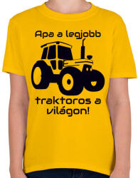 printfashion Traktoros Apa - Gyerek póló - Sárga (330919)
