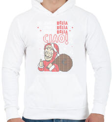 printfashion Jingle bell Bella Ciao - Férfi kapucnis pulóver - Fehér (11469757)