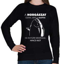 printfashion Horgász-maffia - Női pulóver - Fekete (1619493)