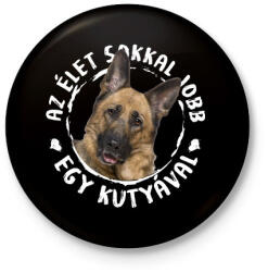 printfashion Németjuhász - Kitűző, hűtőmágnes - Fekete (5438349)