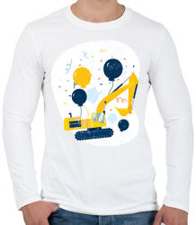 printfashion Buldózer - Férfi hosszú ujjú póló - Fehér (6378366)