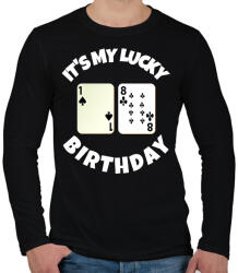 printfashion 18 POKER SZÜLINAP - Férfi hosszú ujjú póló - Fekete (9779574)