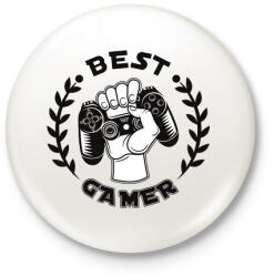 printfashion Best Gamer - Kitűző, hűtőmágnes - Fehér (5259695)
