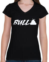 printfashion Bullshit - Női V-nyakú póló - Fekete (1074447)