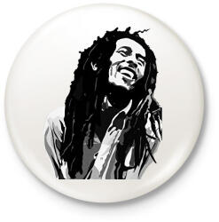 printfashion Bob Marley - Kitűző, hűtőmágnes - Fehér (7995407)