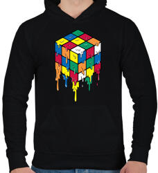 printfashion Rubik kocka - Férfi kapucnis pulóver - Fekete (1650108)