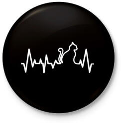 printfashion Cica szívverés - Kitűző, hűtőmágnes - Fekete (3091772)