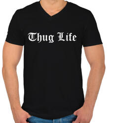 printfashion Thug Life - Férfi V-nyakú póló - Fekete (412133)