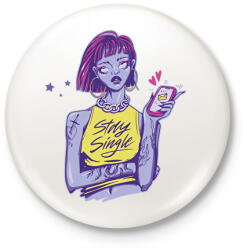 printfashion Szingli - maradj szingli - Kitűző, hűtőmágnes - Fehér (5716438)