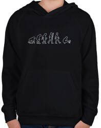 printfashion Evolúció - gombász (sötét) - Gyerek kapucnis pulóver - Fekete (999114)