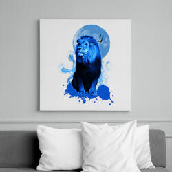 printfashion blue lion - Vászonkép - Fehér (6636450)