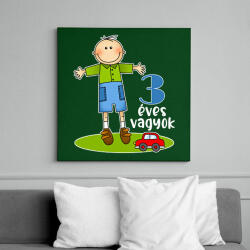 printfashion 3 éves vagyok" kisfiúknak - Vászonkép - Sötétzöld (13452608)