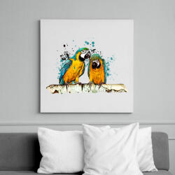 printfashion Papagájok - Vászonkép - Fehér (6626875)