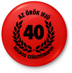 printfashion Örök ifjú - 40 - Kitűző, hűtőmágnes - Piros (3630505)