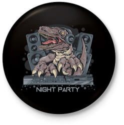 printfashion Night Party T-rex - Kitűző, hűtőmágnes - Fekete (3104009)