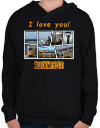 printfashion i love you budapest - Gyerek kapucnis pulóver - Fekete (1715196)