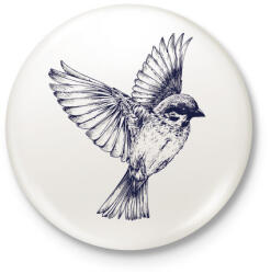 printfashion Bird drawing - Kitűző, hűtőmágnes - Fehér (3079131)