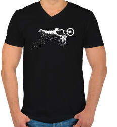 printfashion stunt biker - Férfi V-nyakú póló - Fekete (1637386)
