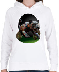 printfashion Fekete párduc - Női kapucnis pulóver - Fehér (14814784)