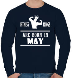 printfashion Fitnessz királyok májusban születtek - Férfi pulóver - Sötétkék (1402510)