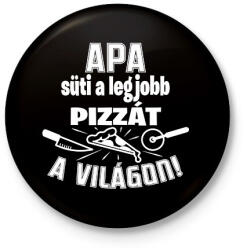 printfashion Apa süti a legjobb pizzát a világon - Kitűző, hűtőmágnes - Fekete (16563649)