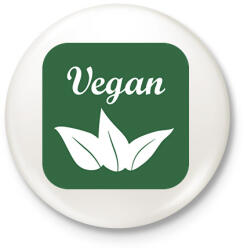 printfashion Vegán logó - Kitűző, hűtőmágnes - Fehér (12696422)